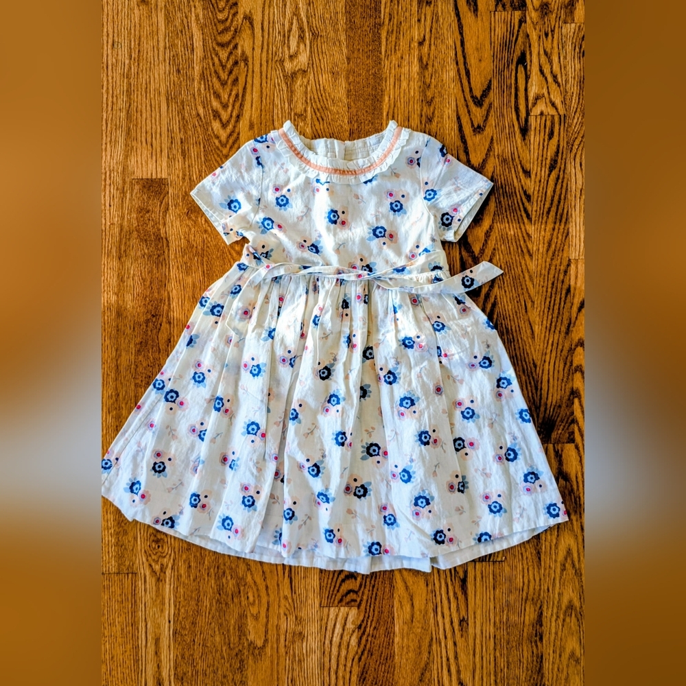Mini Boden EUC 7-8  Dress with Blue and Pink Floral Pattern